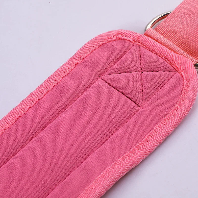 2024  High Quality Polyester Fabric Ankle D Ring Straps Neoprene Padded Gym Sport Resistance Cable Machine Strips