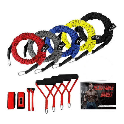Latex 11 Pcs  Tube Resistance Bands Set  with Door Anchor Ankle Strap and Carrying Case