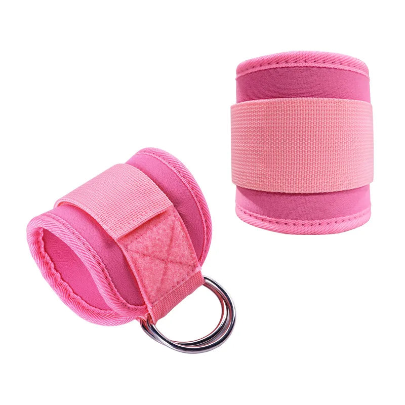 2024  High Quality Polyester Fabric Ankle D Ring Straps Neoprene Padded Gym Sport Resistance Cable Machine Strips