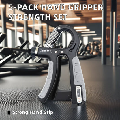 5-Pack Adjustable Resistance Hand Gripper Set Strength Trainer Forearm Workout Kit with Finger Massage Exercise Type