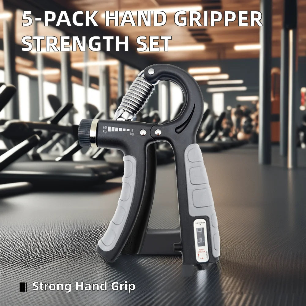 5-Pack Adjustable Resistance Hand Gripper Set Strength Trainer Forearm Workout Kit with Finger Massage Exercise Type
