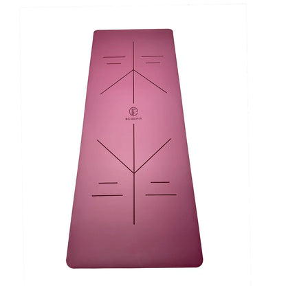 Carmine Lafite Red Non Slip Custom Print Round End Capsule Arch Oval Shape PU Rubber Yoga Mat With Laser Etched Alignment Logo