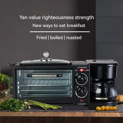 Global Hot Selling Frying Pan Oven Coffee Machine 3-in-1 Breakfast Machine for Baking Toast, Boiling Coffee, and Frying Eggs