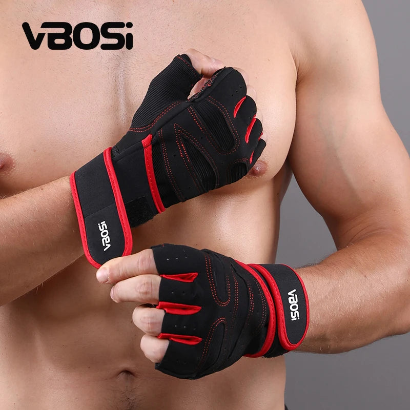VBOSI Manufacturer Adjustable Wholesale Custom LOGO Light Half-fingers Sports Gym Gloves Weightlifting Cycling Workout