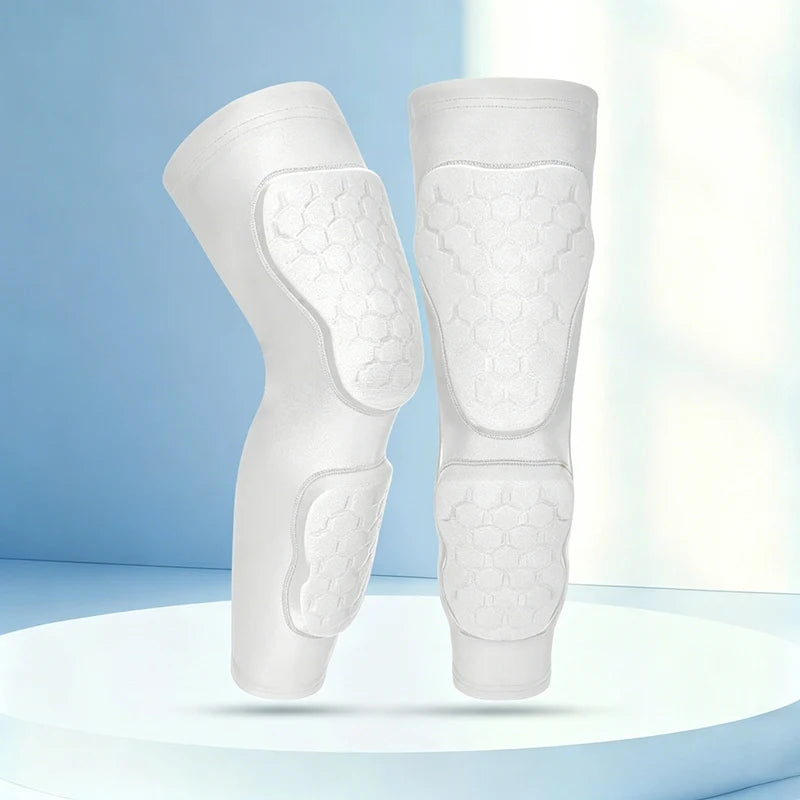Youth Long Compression Leg Sleeves with Honeycomb Pads Kids Shin Guard & Knee Protector Sleeves