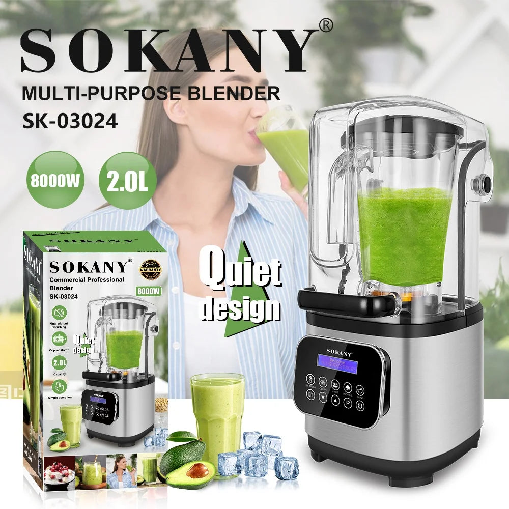 SOKANY Product SK-03024 8000W 2L Commercial Large Capacity Beauty Blender Machine and  Multi-function Electric Juicer Extractor