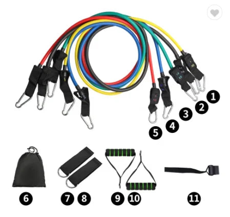 Custom 11 Pcs Latex Elastic Tube Exercise Loop Pull up Fitness 11Pcs Resistance Bands Set