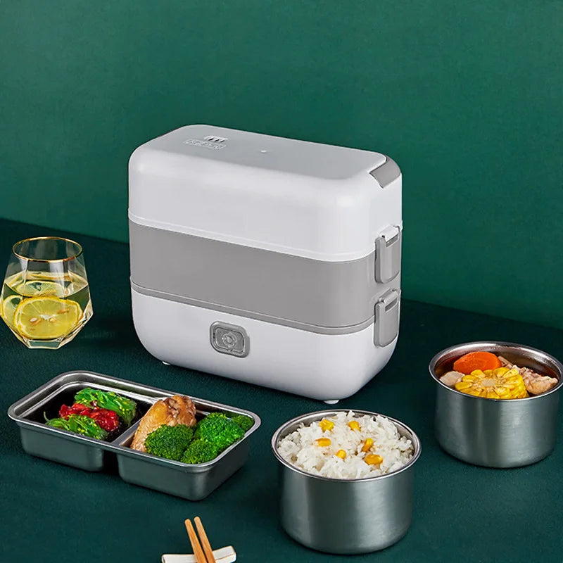 2L Hot Selling Double Layer Multifunction Home Office Portable Dual Purpose Electric Heated Lunch Box