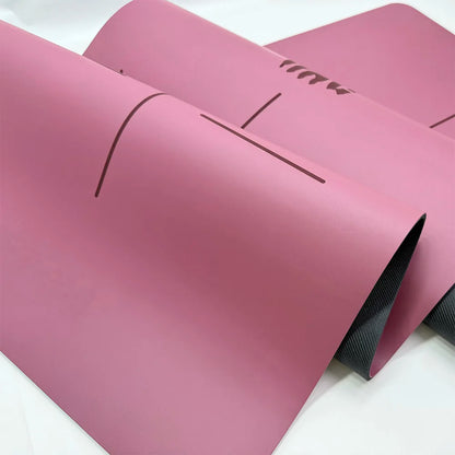 Carmine Lafite Red Non Slip Custom Print Round End Capsule Arch Oval Shape PU Rubber Yoga Mat With Laser Etched Alignment Logo