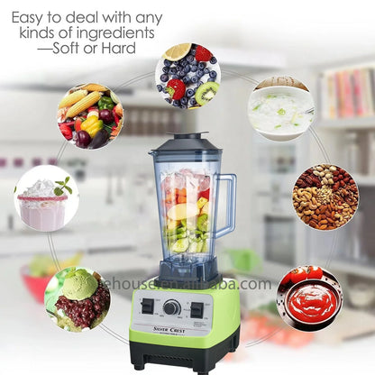Silver crest Blender 5500W Large Power 2 in 1 Smoothies Maker Commercial Blender with Grinder Cup Double Cup Blender