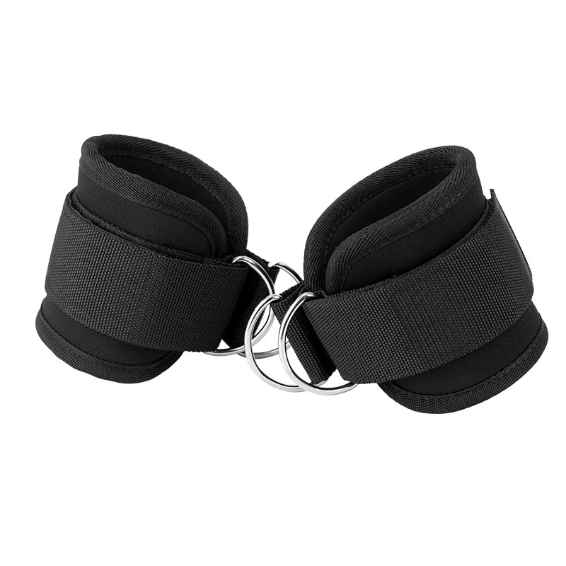 2024  High Quality Polyester Fabric Ankle D Ring Straps Neoprene Padded Gym Sport Resistance Cable Machine Strips