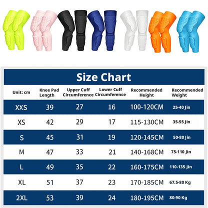 Youth Long Compression Leg Sleeves with Honeycomb Pads Kids Shin Guard & Knee Protector Sleeves