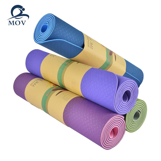 Non Slip Custom logo Print Double Layers Gym 6mm Tpe Yoga Mat