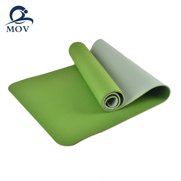 Non Slip Custom logo Print Double Layers Gym 6mm Tpe Yoga Mat
