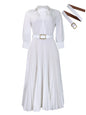 Women's Dress Professional Attire Casual and Elegant V-neck Long Sleeves Office Wear with Belt Plus Size Women's Dress