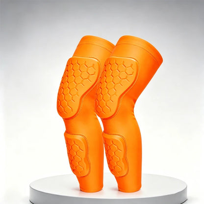 Youth Long Compression Leg Sleeves with Honeycomb Pads Kids Shin Guard & Knee Protector Sleeves