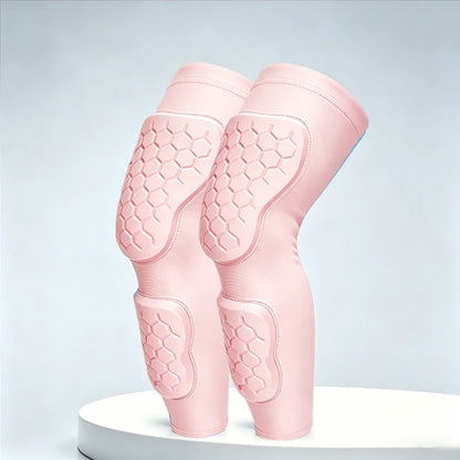 Youth Long Compression Leg Sleeves with Honeycomb Pads Kids Shin Guard & Knee Protector Sleeves