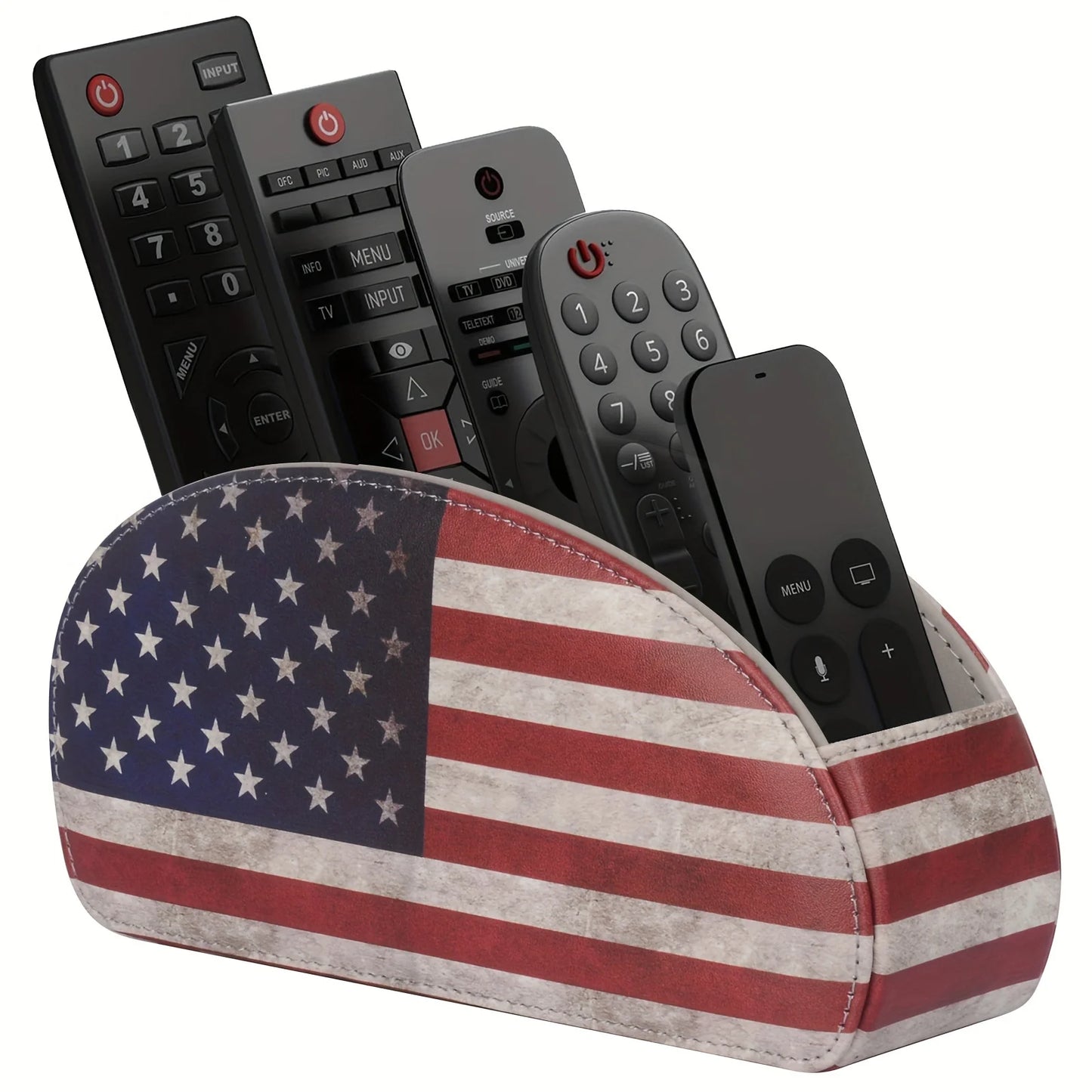 Custom Logo PU Leather Remote Control Storage Box 5 Compartments for Home Office Desktop Pen Holder Living Room Cosmetic Box