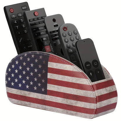 Custom Logo PU Leather Remote Control Storage Box 5 Compartments for Home Office Desktop Pen Holder Living Room Cosmetic Box