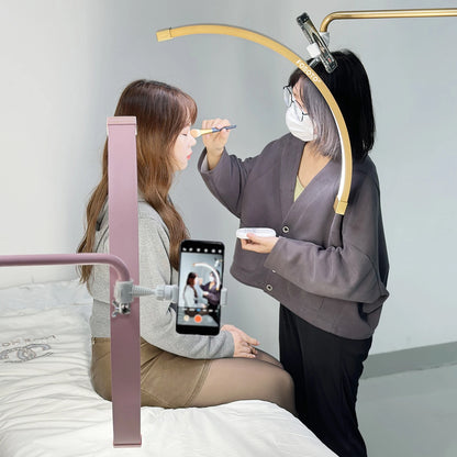 FOSOTO Oversea Warehouse LED Lash Ring Light for Beauty Salon Bed Artist Gold Half Moon LED Floor Lamp for Eyelash Extension Spa