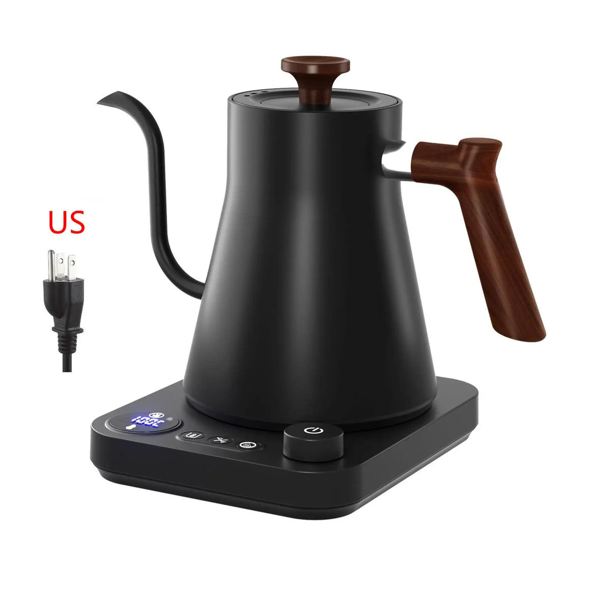 900Ml Goose Neck Stainless Steel Kettle Black Digital Smart Pour Over Coffee Tea Temperature Control Gooseneck Electric Kettle