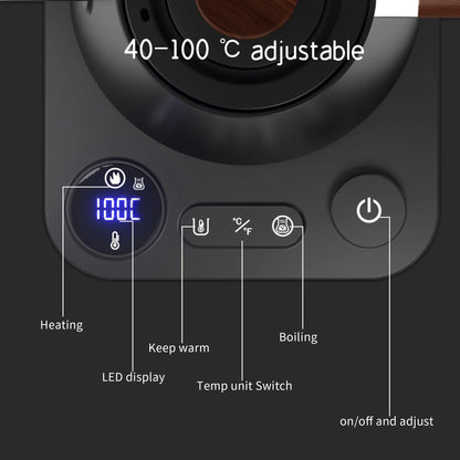 Gooseneck Pour Over Electric Kettle Mechanical Temperature Control for Coffee & Tea Durable Steel Material for Hotels