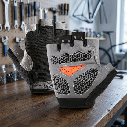 Unisex Half Finger Mesh Gym Gloves Breathable Training Fitness Weight Lifting Cycling Protection Gray Black Orange