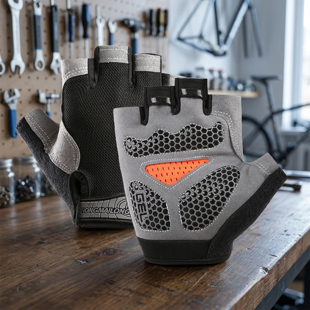 Unisex Half Finger Mesh Gym Gloves Breathable Training Fitness Weight Lifting Cycling Protection Gray Black Orange
