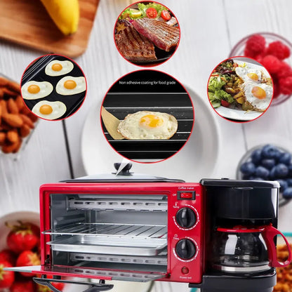 Global Hot Selling Frying Pan Oven Coffee Machine 3-in-1 Breakfast Machine for Baking Toast, Boiling Coffee, and Frying Eggs
