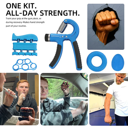 Portable Adjustable 5-Pack Hand Grip Strengthener Trainer Wrist Finger Stretcher Fitness Grip Ball Resistance Set for Wrist