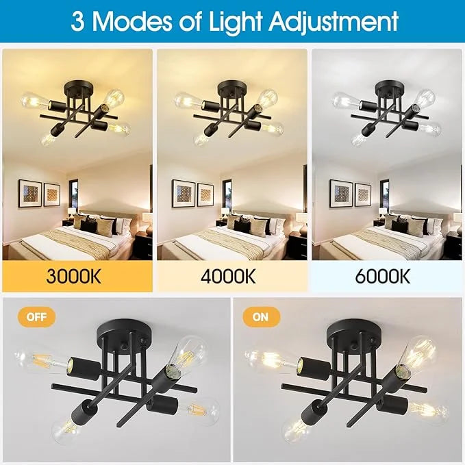 Nordic Simple Modern Ceiling Lamp Creative Design Metal Base American Style Ceiling Light Fixture for Home Hotel Residential