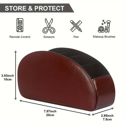Custom Logo PU Leather Remote Control Storage Box 5 Compartments for Home Office Desktop Pen Holder Living Room Cosmetic Box