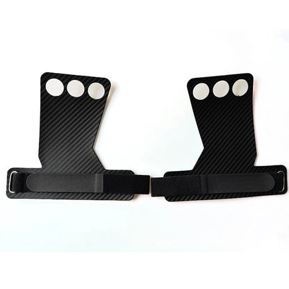3 Hole Anti Tear Carbon Fiber Leather Hand Grips for Gymnastics Weightlifting