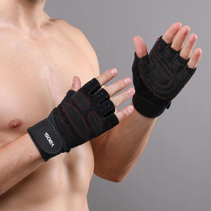 VBOSI Manufacturer Adjustable Wholesale Custom LOGO Light Half-fingers Sports Gym Gloves Weightlifting Cycling Workout