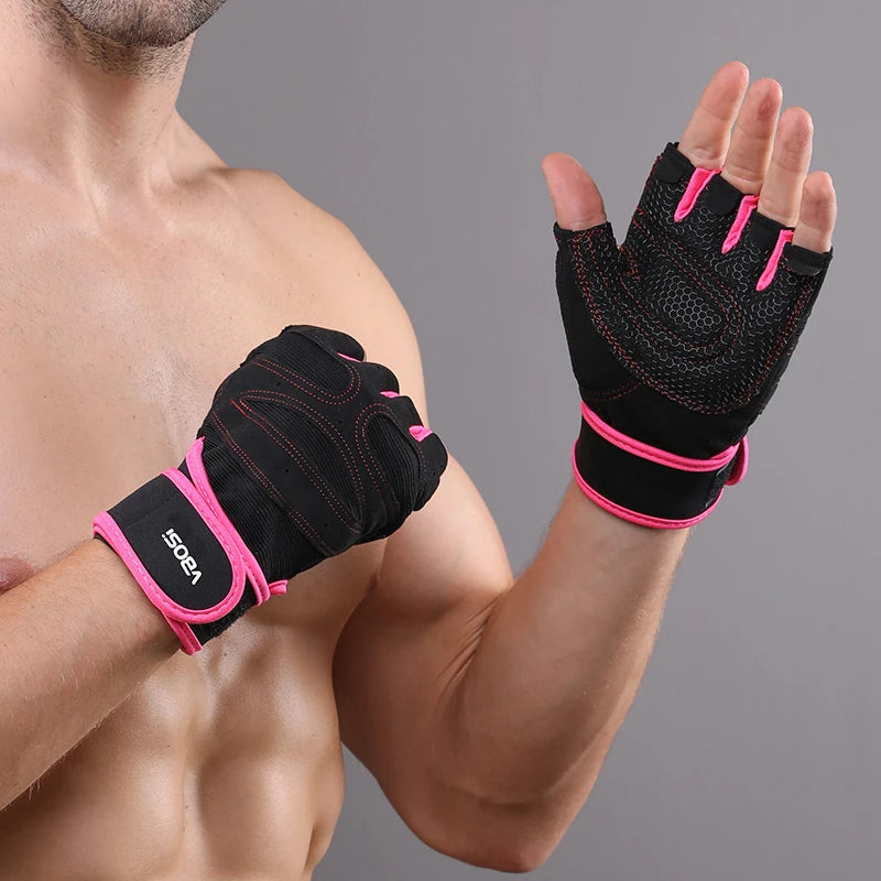 VBOSI Manufacturer Adjustable Wholesale Custom LOGO Light Half-fingers Sports Gym Gloves Weightlifting Cycling Workout