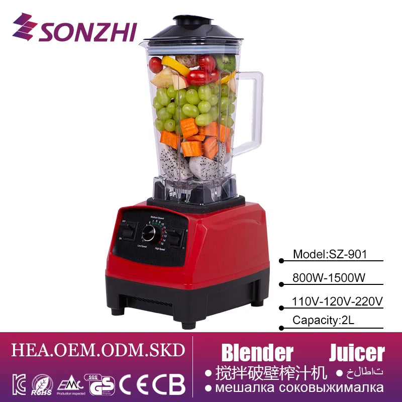 Big Sale Factory Price Commercial Blender Juicer with Stainless Steel Blades Hotel Use German Language Support High Quality