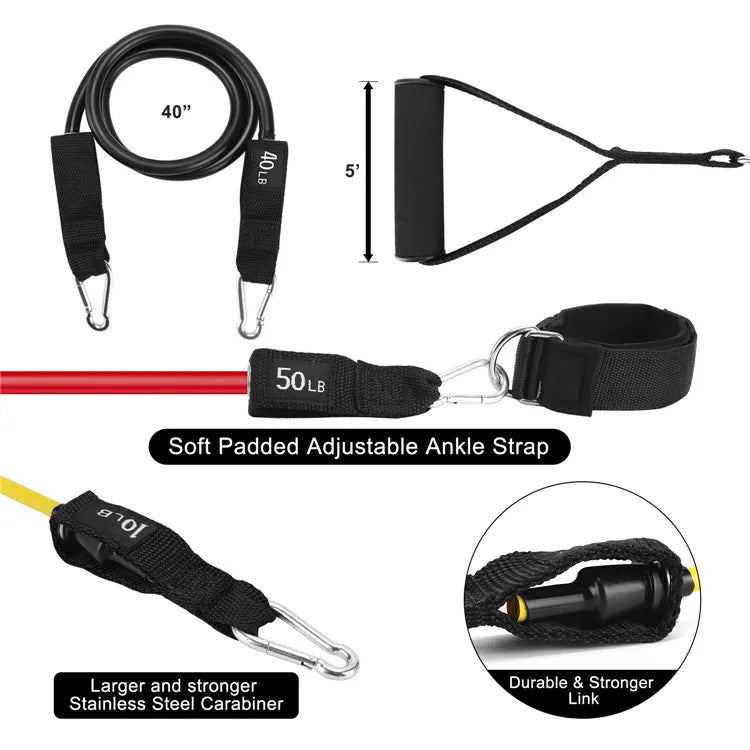 Latex and TPE Workout Resistance Bands Set Adjustable Yoga Exercise Tube Bands for Pull-up Stretch Sports  Resistance Tube