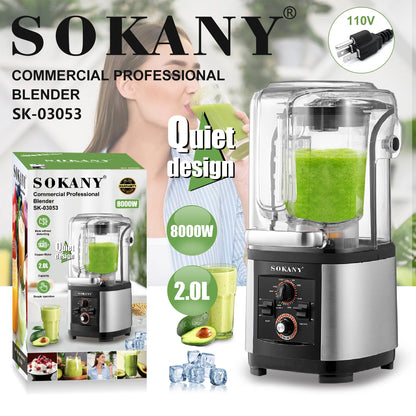 SOKANY Product SK-03024 8000W 2L Commercial Large Capacity Beauty Blender Machine and  Multi-function Electric Juicer Extractor