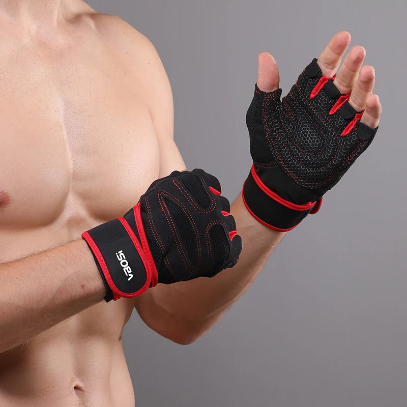 VBOSI Manufacturer Adjustable Wholesale Custom LOGO Light Half-fingers Sports Gym Gloves Weightlifting Cycling Workout