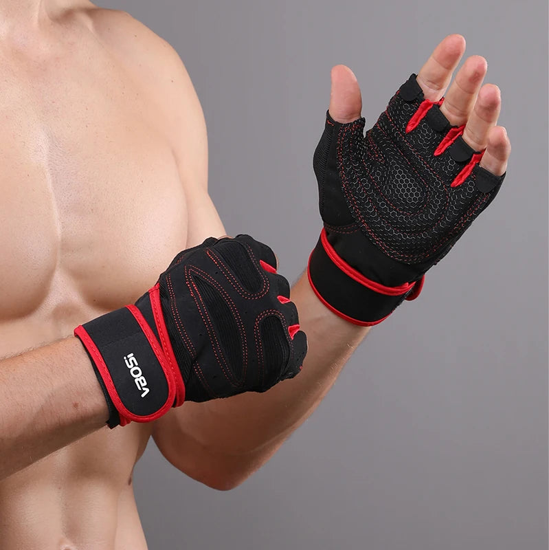 VBOSI Manufacturer Adjustable Wholesale Custom LOGO Light Half-fingers Sports Gym Gloves Weightlifting Cycling Workout