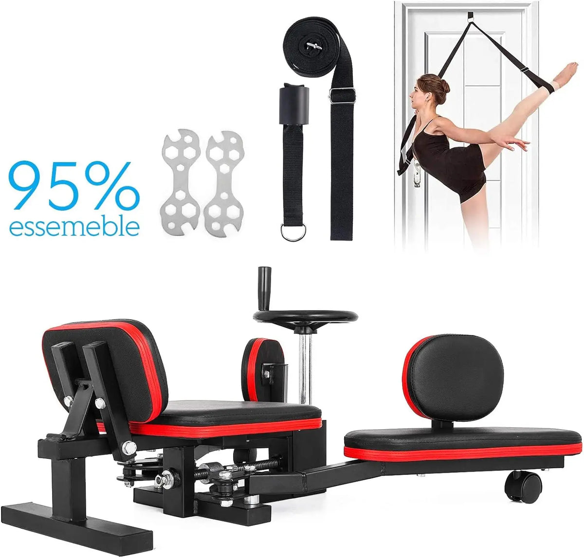 Ebest Heavy-Duty 330LBS Pro Foldable Leg Stretcher Home Gym Machine Stainless Steel Foam ABS PP CN Plug Improved Leg Flexibility