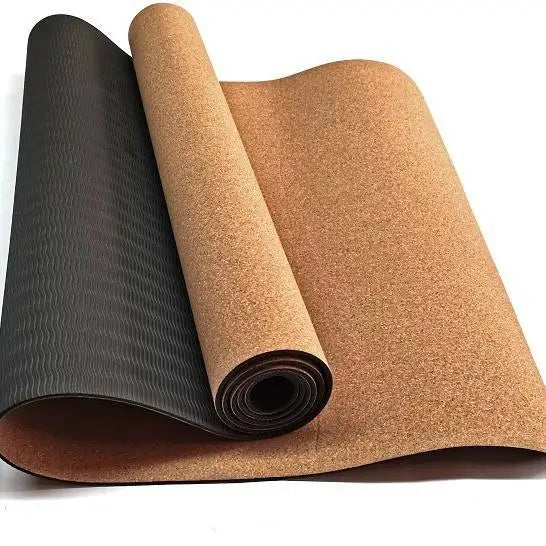 Wholesale 5-10mm Thick Eco-Friendly Cork Yoga Mat Custom Printed Pilates Gym Fitness Non-Slip Surface Rectangle 183cm