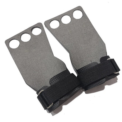 3 Hole Anti Tear Carbon Fiber Leather Hand Grips for Gymnastics Weightlifting