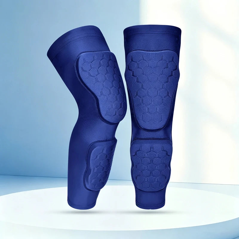 Youth Long Compression Leg Sleeves with Honeycomb Pads Kids Shin Guard & Knee Protector Sleeves