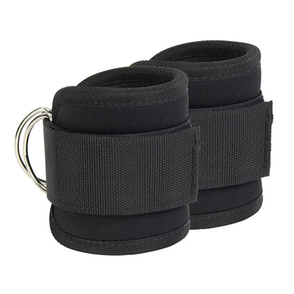 2024  High Quality Polyester Fabric Ankle D Ring Straps Neoprene Padded Gym Sport Resistance Cable Machine Strips