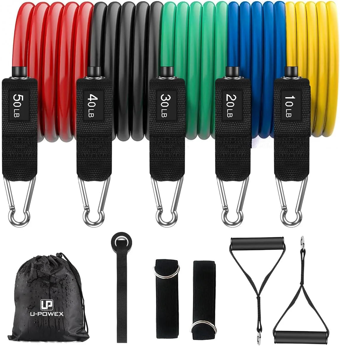 5 Levels Heavy Duty Adjustable Gym Fitness Workout Elastic 11pcs Latex Resistance Bands Tube Set