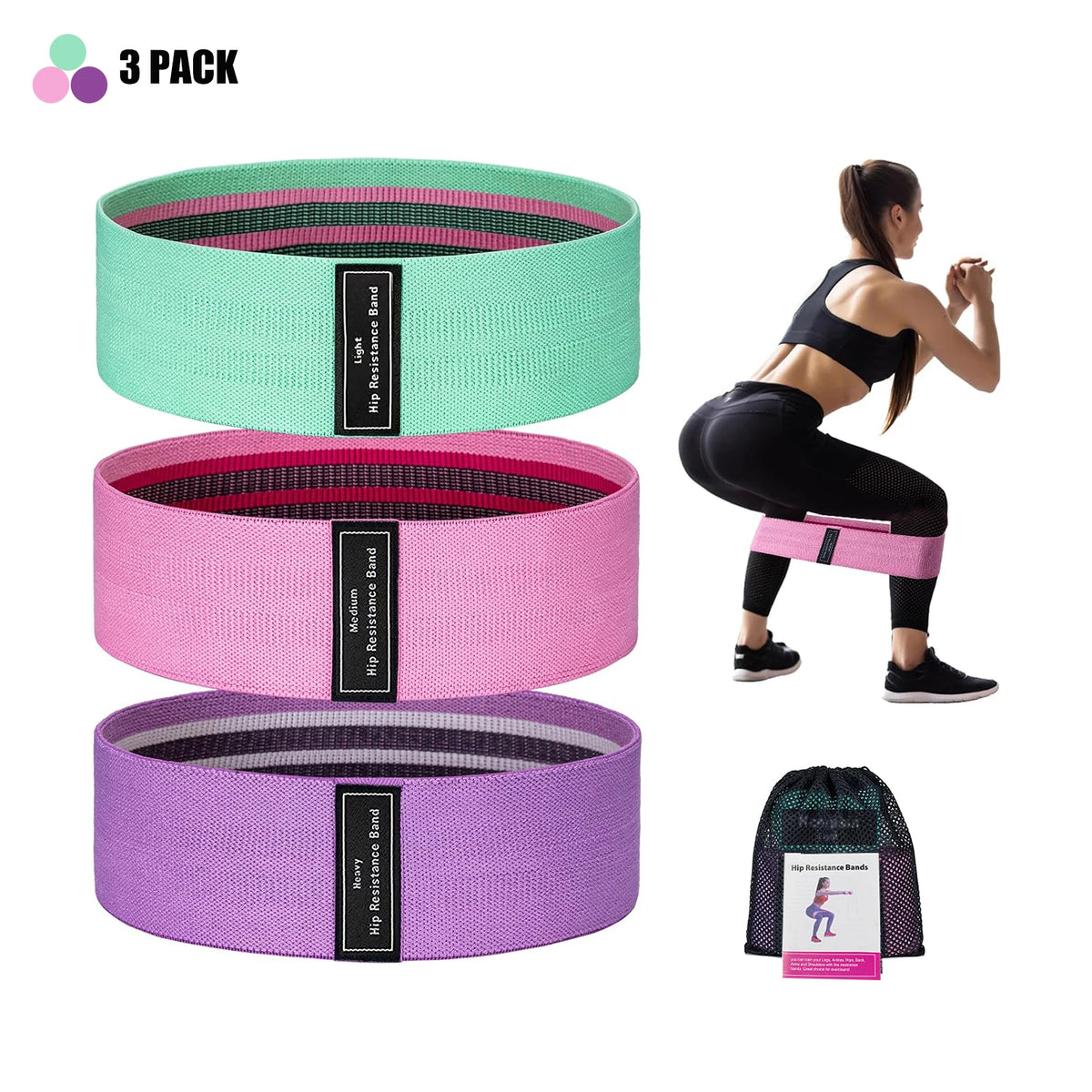 New Arrival Zakerda ZK0307 Custom Logo Durable Green Polyester Fabric Latex Hip Loop Booty Resistance Bands Set for Home Gym