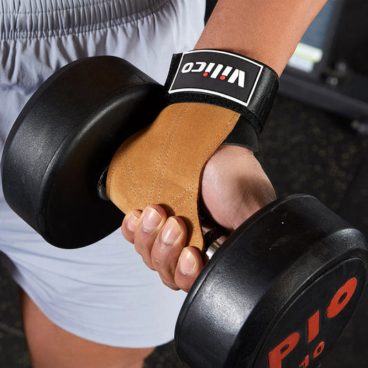 Cowhide Leather Gym Gloves Workout Hand Palm Protector with Weight Lifting Pull-ups Kettlebells Training Gymnastics Hand Grips