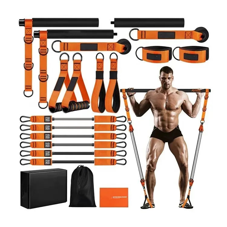 Cross Border 270 lb Full Pilates Bar Set Home Multi-function AIDS Yoga Tension Band Fitness bar