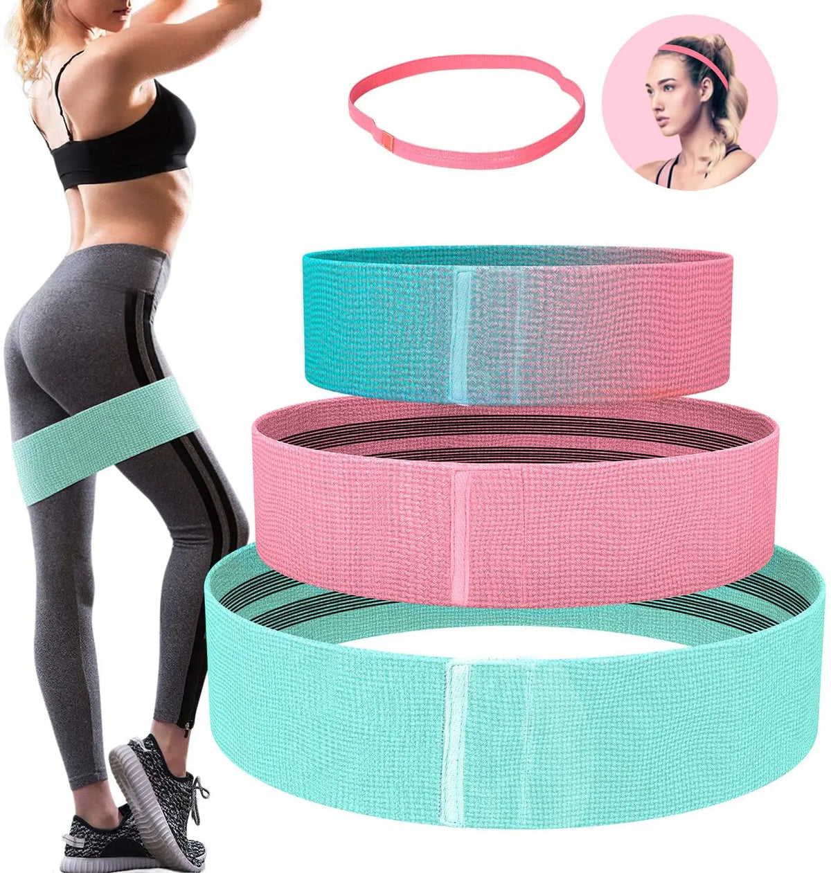 Woqi Leopard Heavy Duty Resistance Bands Nylon Resistance Loop Band Gym for Deep Squat Glut
